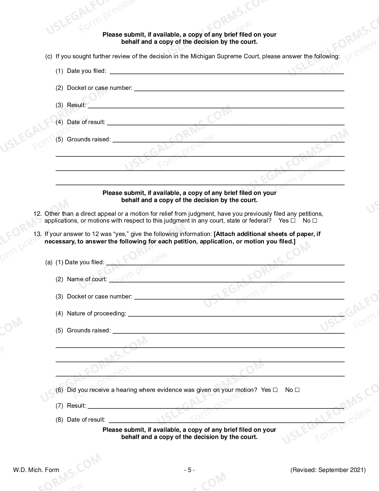 Preview Petition For Relief From A Conviction Or Sentence (28 USC 2254)