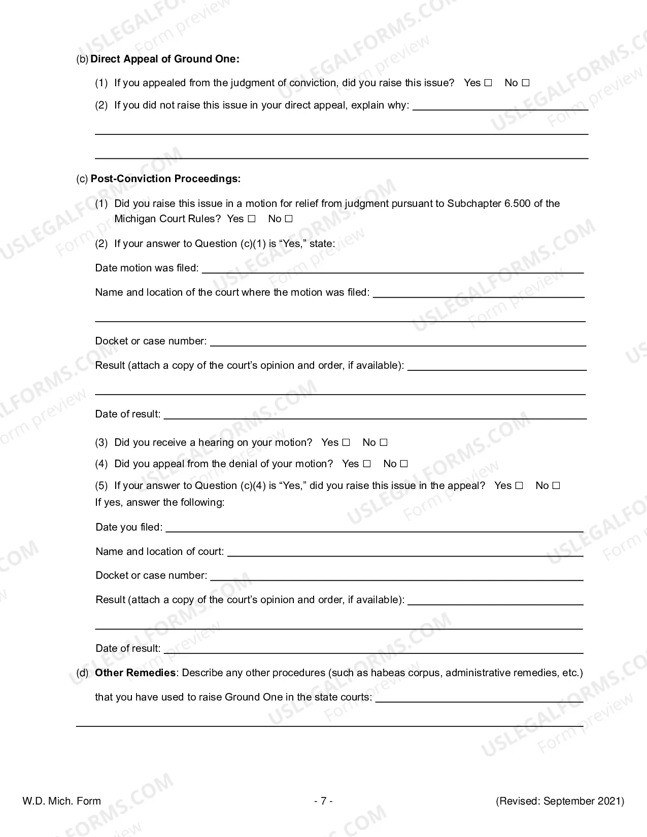 Preview Petition For Relief From A Conviction Or Sentence (28 USC 2254)