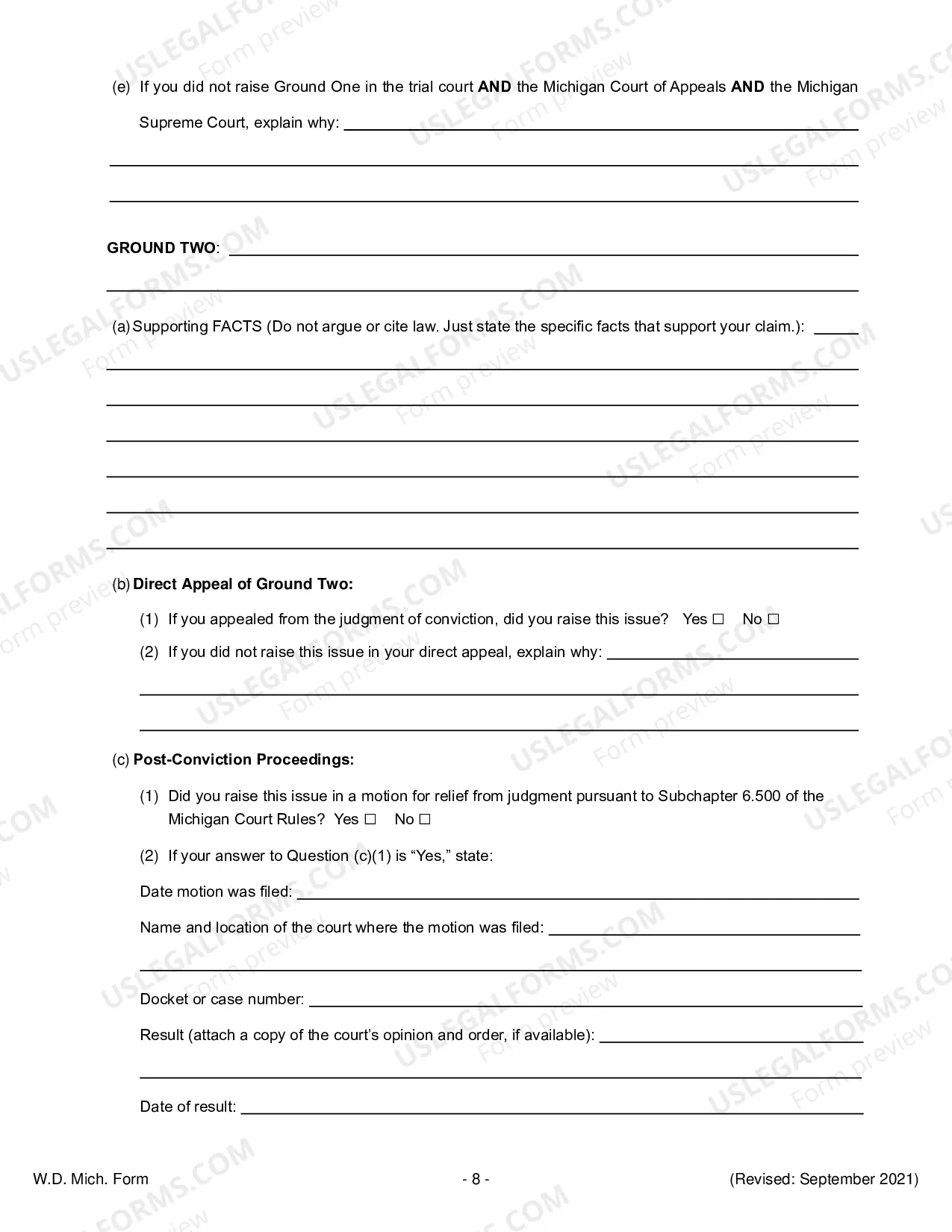 Preview Petition For Relief From A Conviction Or Sentence (28 USC 2254)