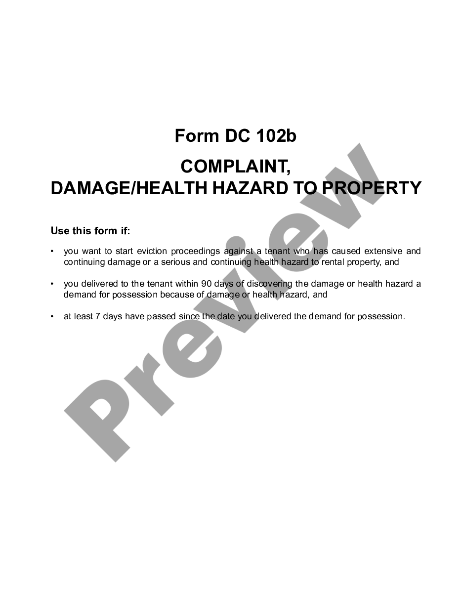 page 0 Complaint, Health Hazard, Injury to Premises, Landlord - Tenant preview