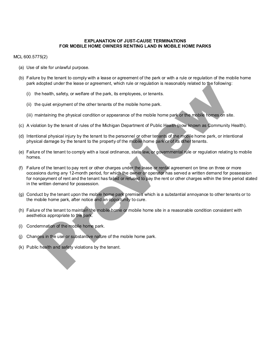 page 2 Complaint, Termination of Tenancy, Mobile Home Park - Mobile Home Owner - Just Cause Termination preview