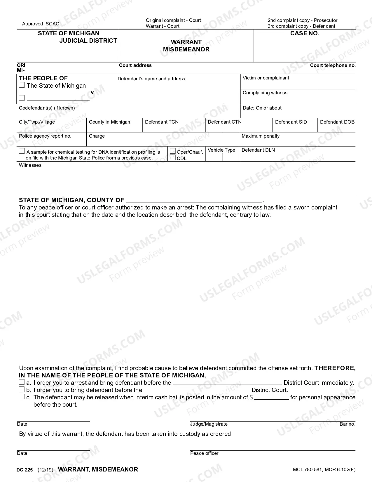 Preview Complaint, Misdemeanor