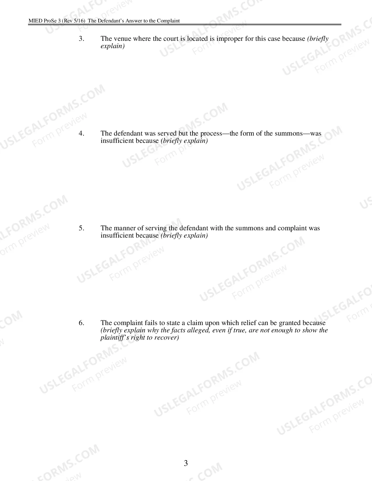 Preview Defendants Answer To The Complaint