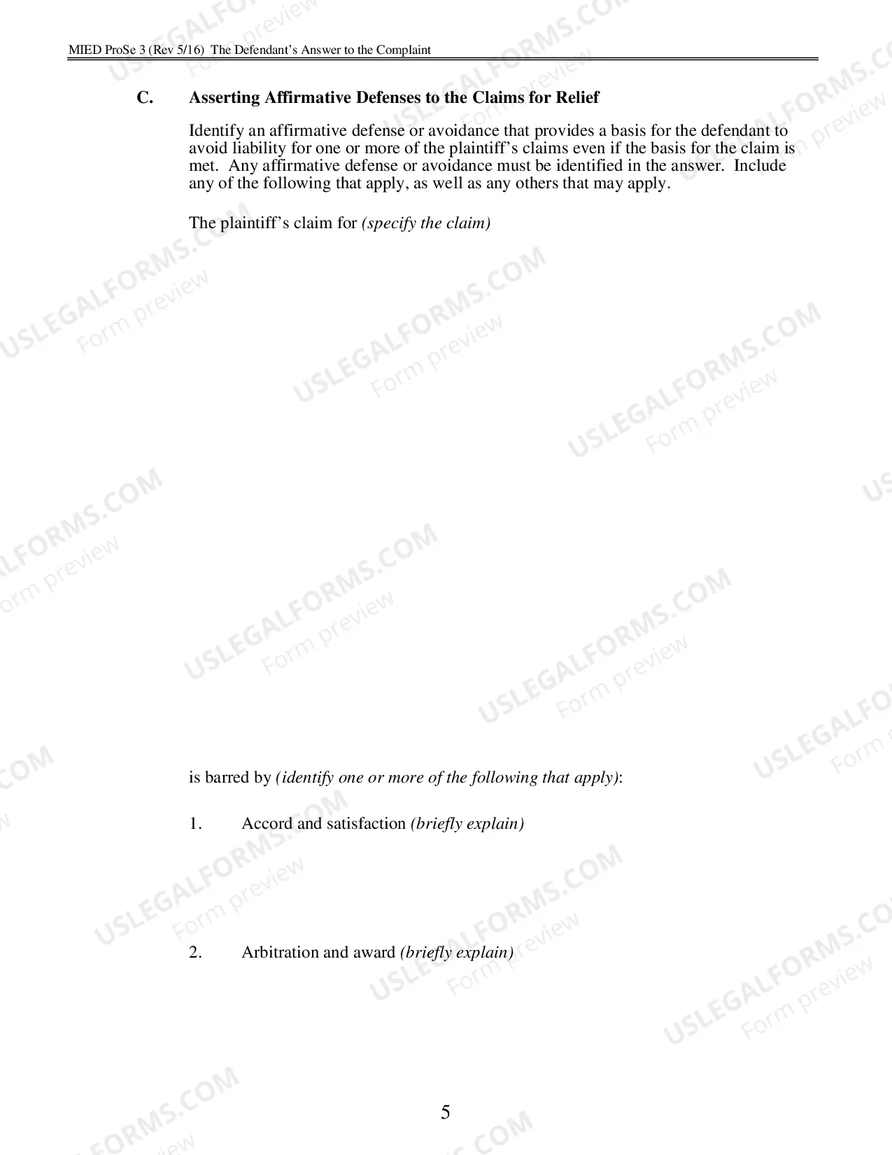 Preview Defendants Answer To The Complaint