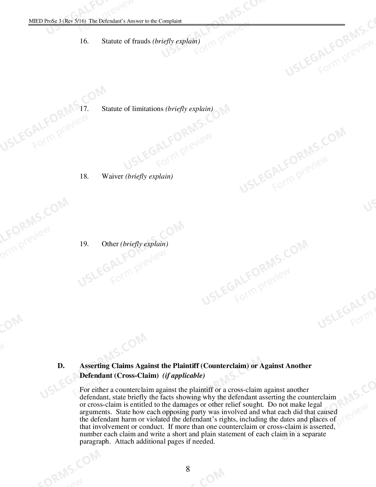 Preview Defendants Answer To The Complaint