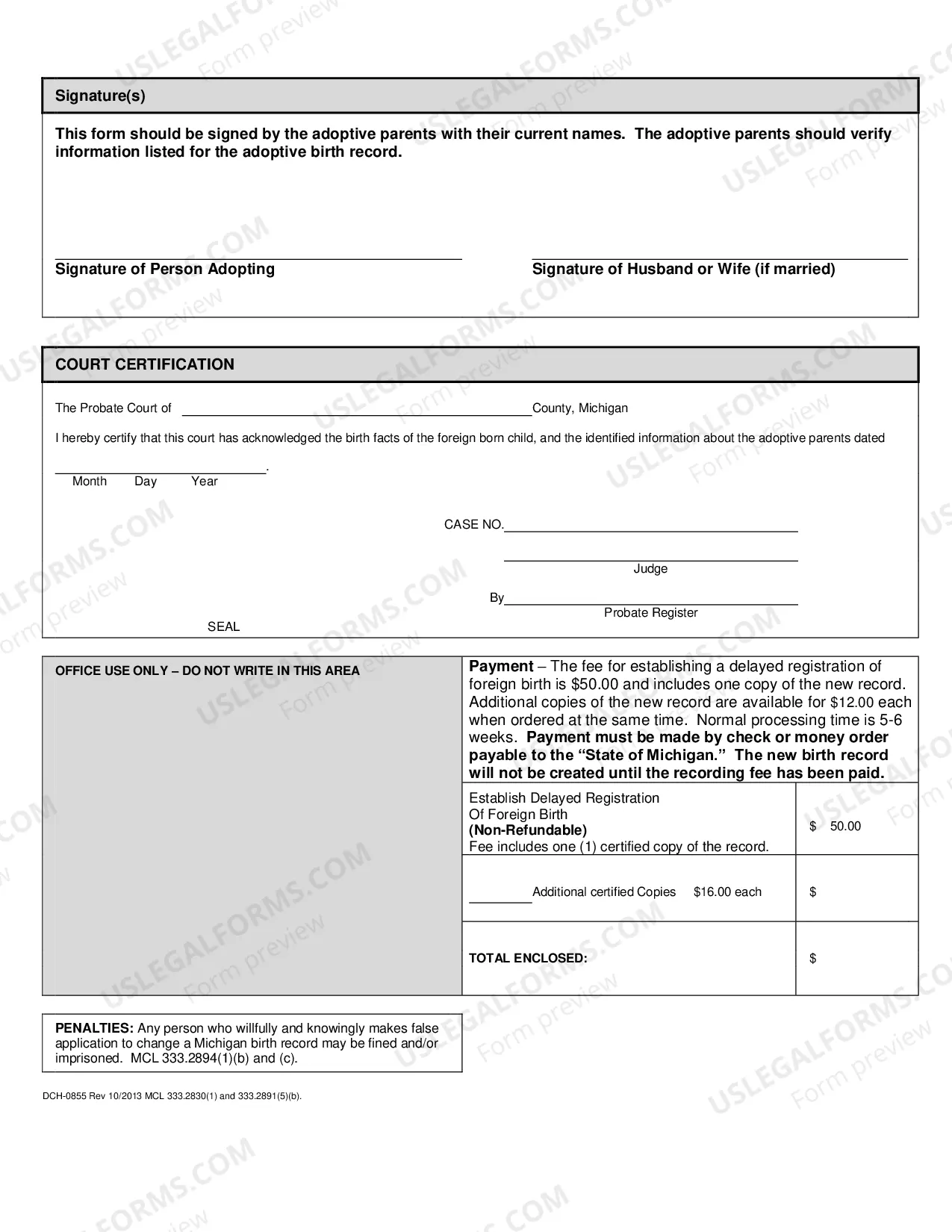 Preview Application To Establish Delayed Registration of Foreign Birth