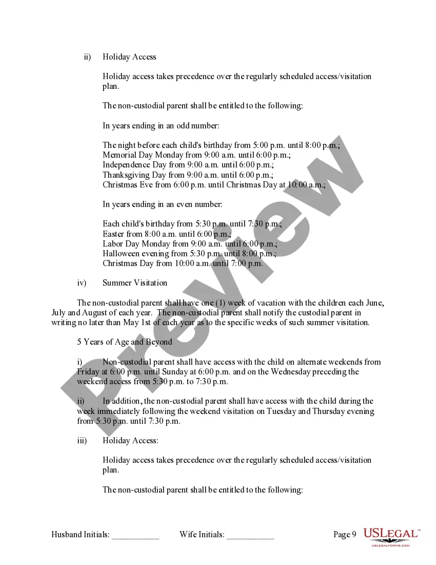 Preview Marital Domestic Separation and Property Settlement Agreement Minor Children no Joint Property or Debts where Divorce Action Filed