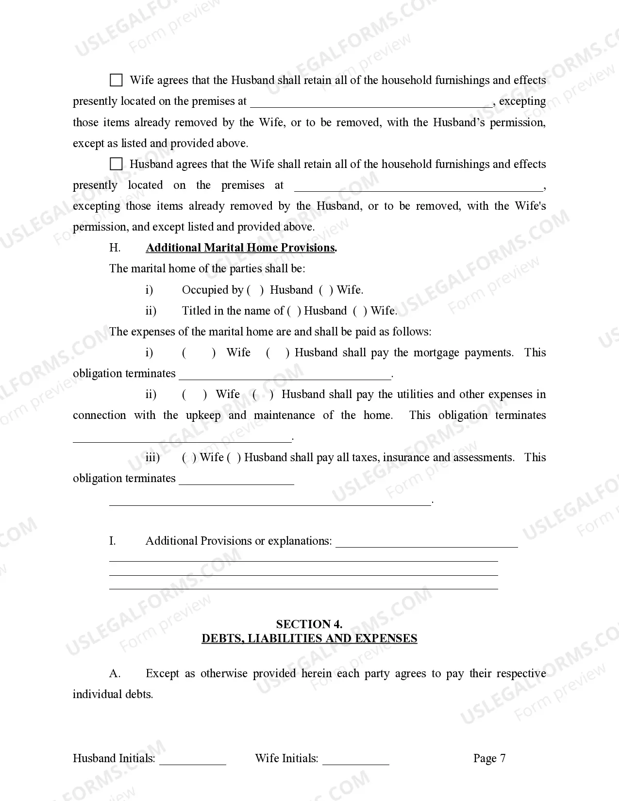Preview Marital Domestic Separation and Property Settlement Agreement Minor Children Parties May have Joint Property or Debts where Divorce Action Filed