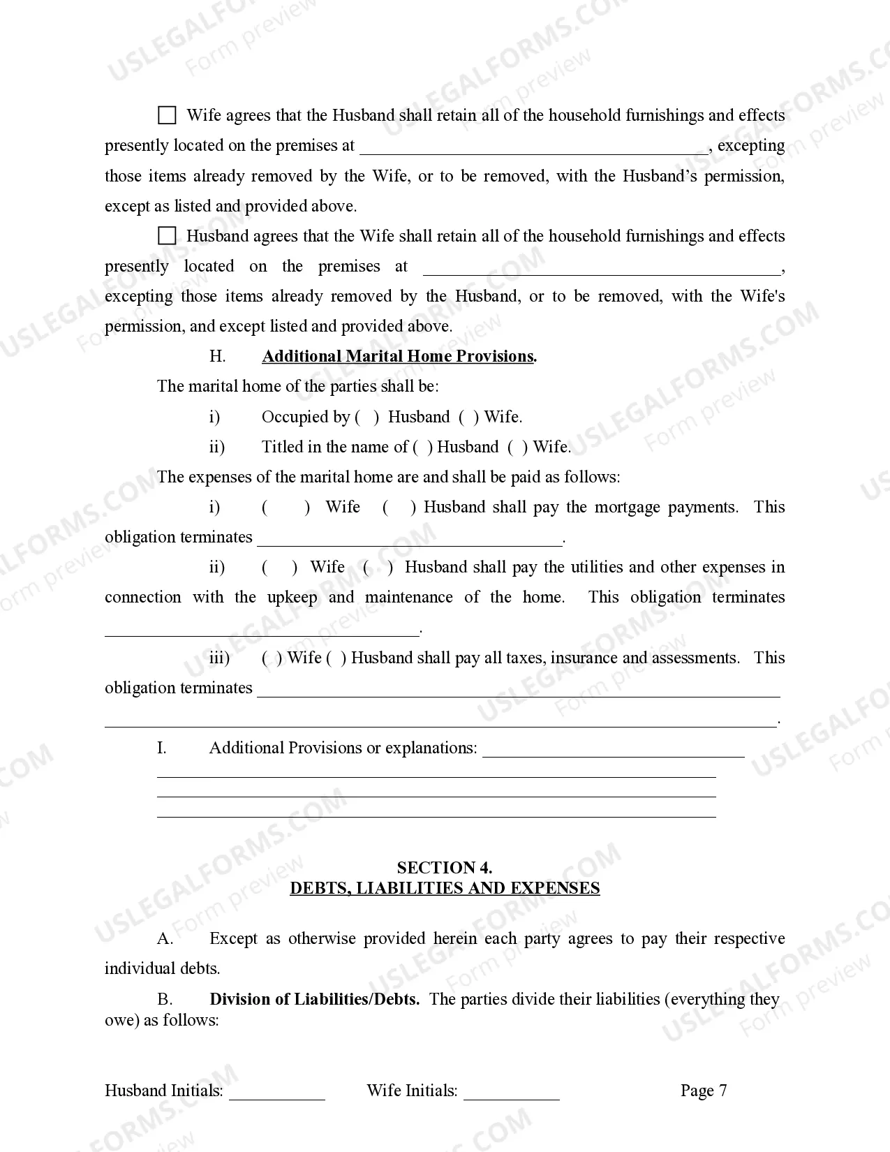 Preview Marital Domestic Separation and Property Settlement Agreement Minor Children Parties May have Joint Property or Debts effective Immediately