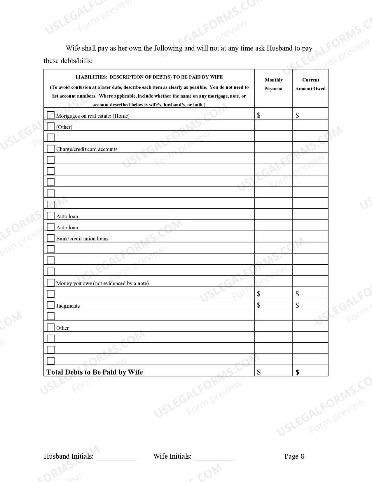 Preview Marital Domestic Separation and Property Settlement Agreement Minor Children Parties May have Joint Property or Debts effective Immediately