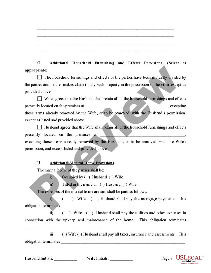 Preview Marital Domestic Separation and Property Settlement Agreement no Children parties may have Joint Property or Debts where Divorce Action Filed