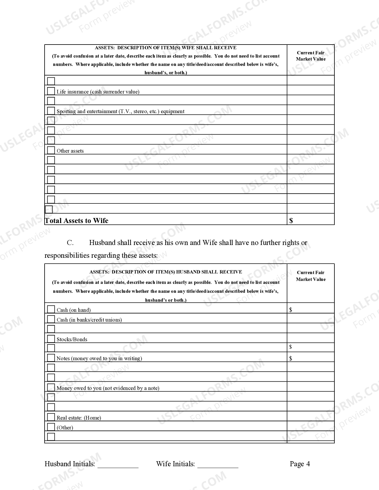 Marital Property Agreement Form US Legal Forms