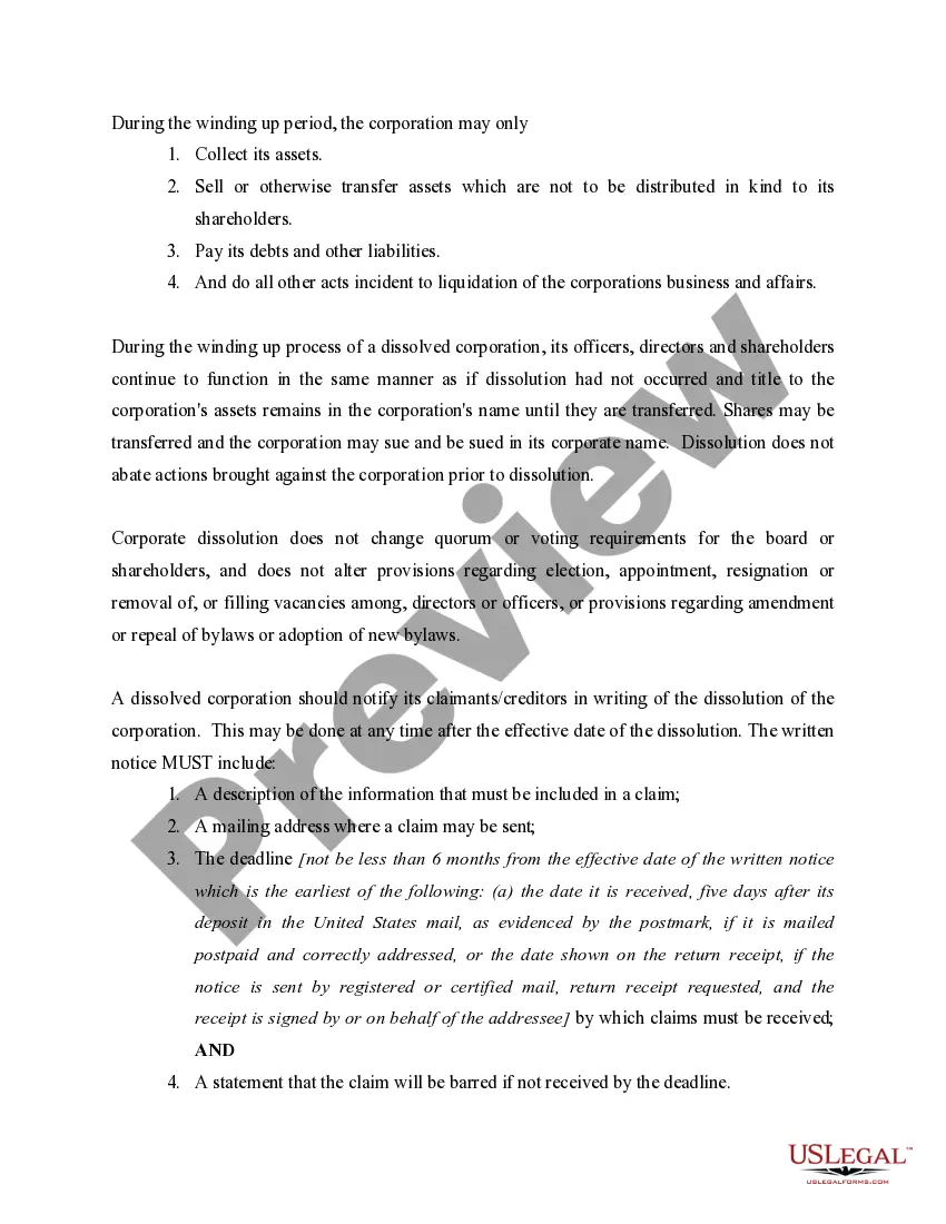 Preview Michigan Dissolution Package to Dissolve Corporation