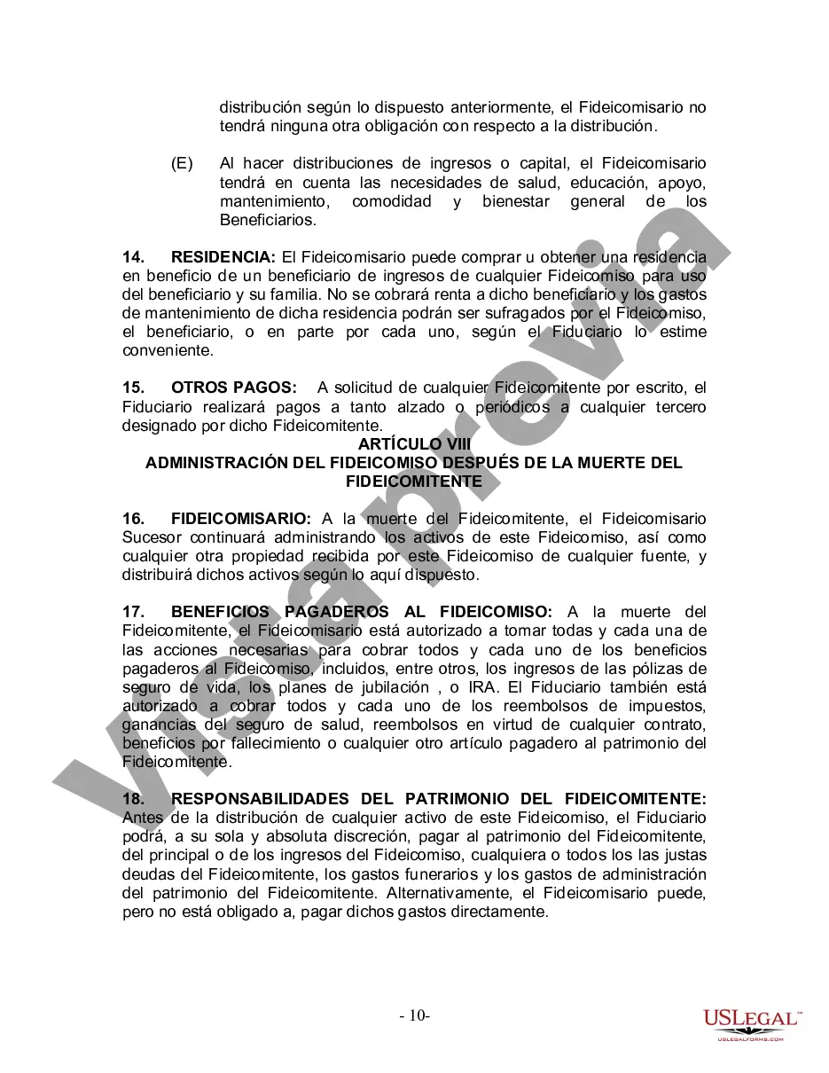 Preview Fideicomiso en vida para esposo y esposa sin hijos