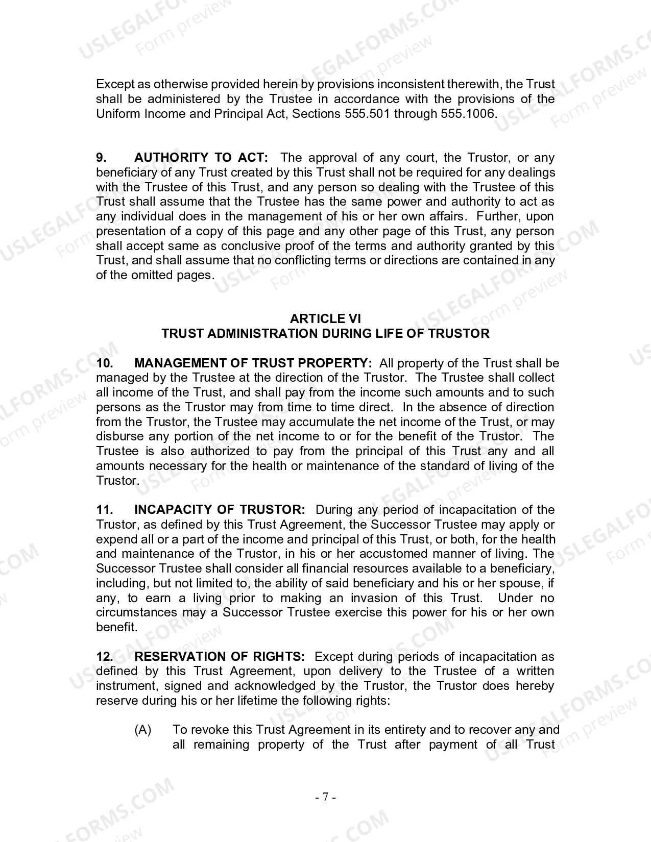 Preview Revocable Living Trust for Husband and Wife with No Children