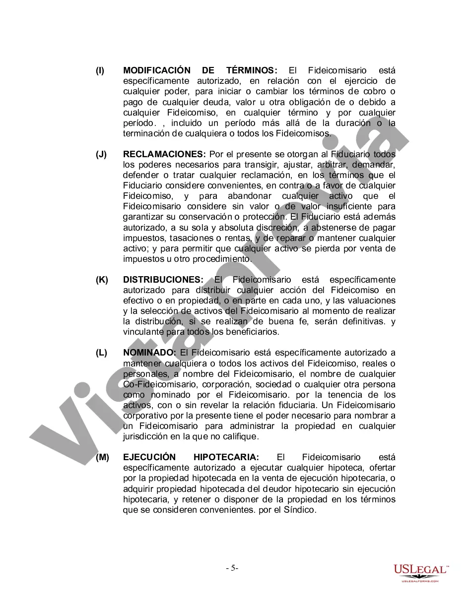 Preview Fideicomiso en Vida para Individuos Solteros, Divorciados o Viudos (o Viudos) con Hijos