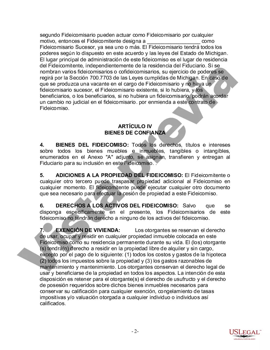 Preview Fideicomiso en vida para esposo y esposa con un hijo