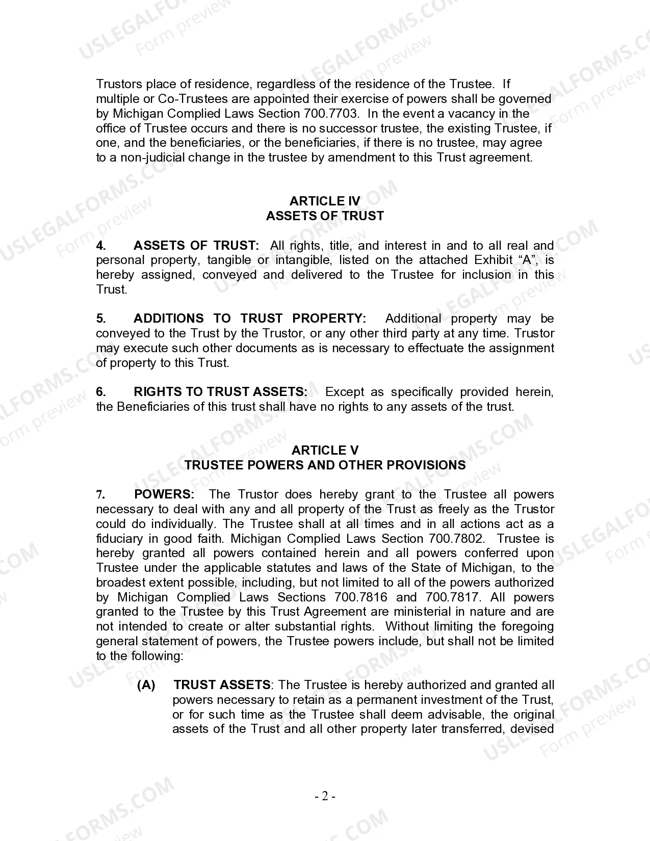 Preview Living Trust for Husband and Wife with Minor and or Adult Children