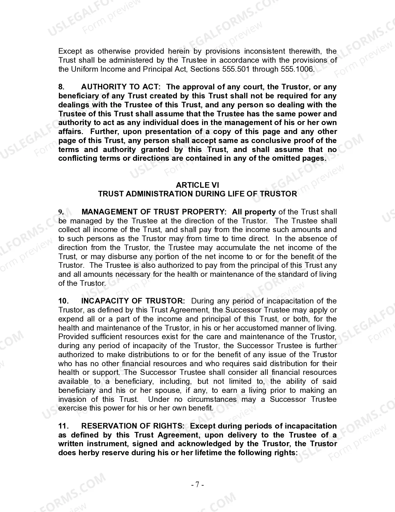 Preview Living Trust for Husband and Wife with Minor and or Adult Children