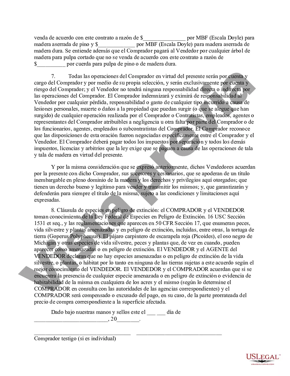 Preview Contrato de venta de madera de Michigan