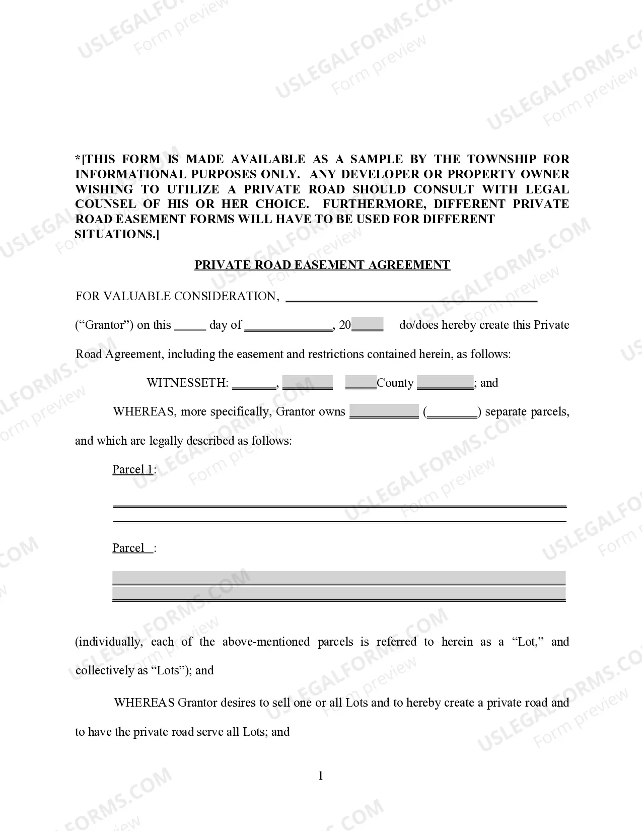 Preview Private Road Easement Agreement