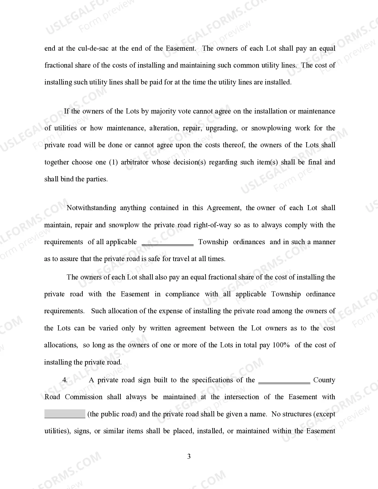 Preview Private Road Easement Agreement