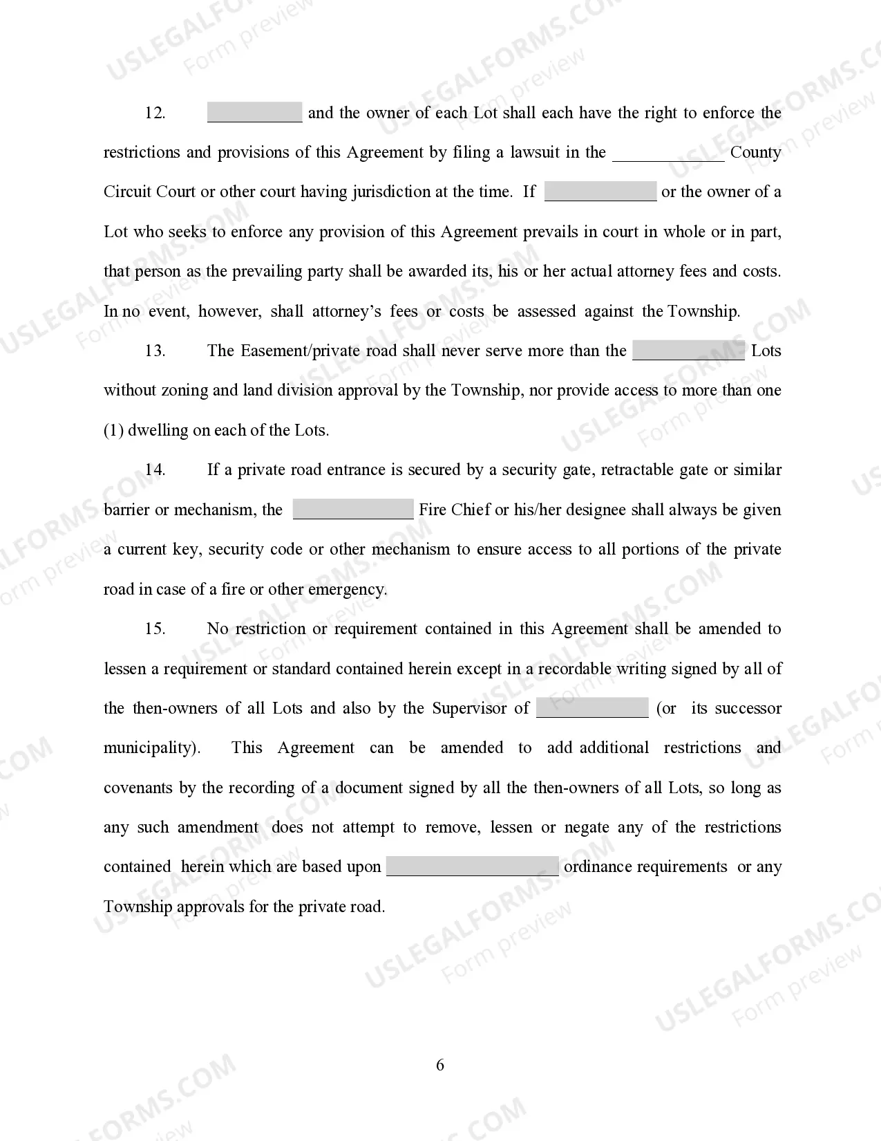 Preview Private Road Easement Agreement