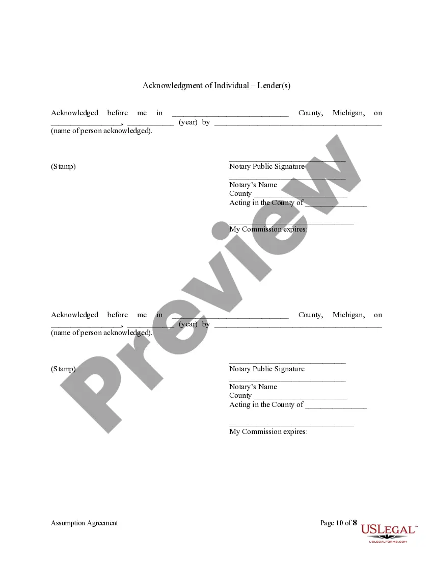 Preview Assumption Agreement of Mortgage and Release of Original Mortgagors