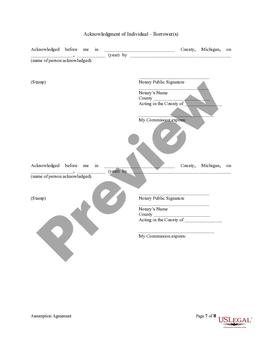 Preview Assumption Agreement of Mortgage and Release of Original Mortgagors