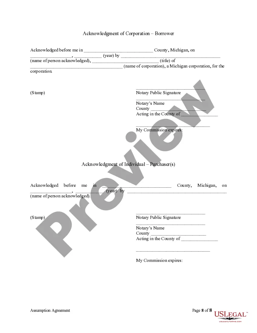 Preview Assumption Agreement of Mortgage and Release of Original Mortgagors