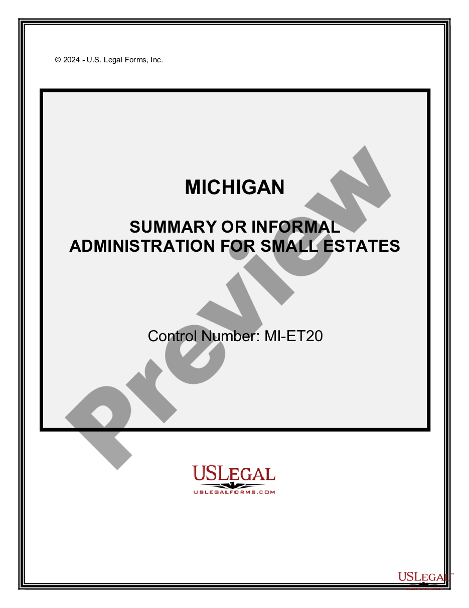 Michigan Small Estate Affidavit Form Pc 598 Us Legal Forms 2872