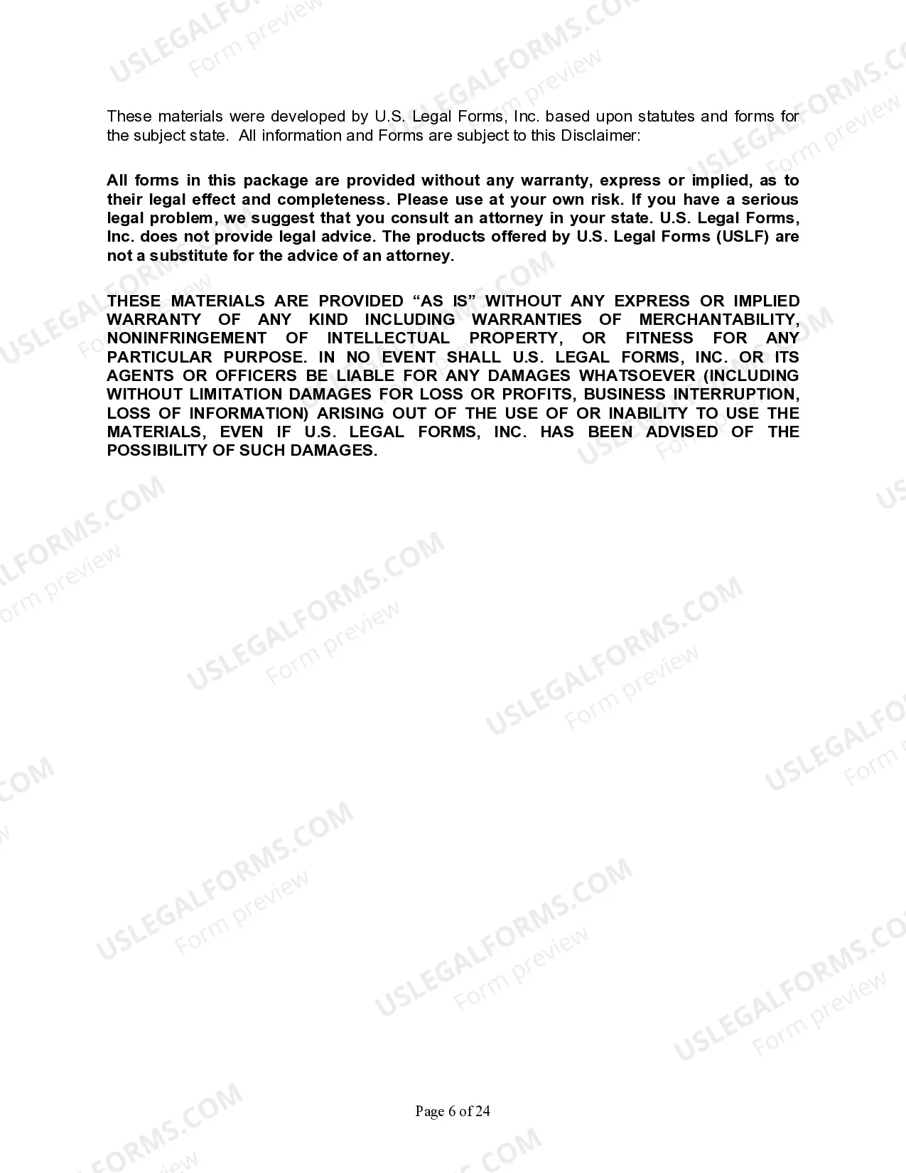 Preview Summary Administration Package for Small Estates