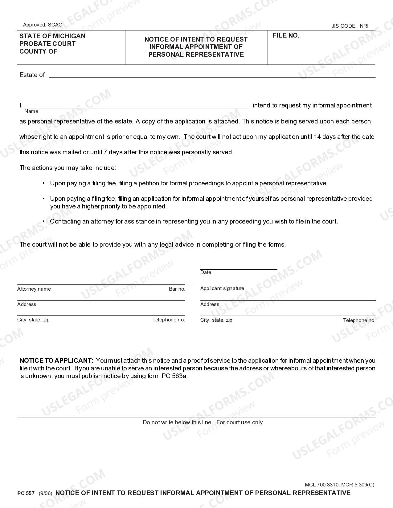 Preview Summary Administration Package for Small Estates