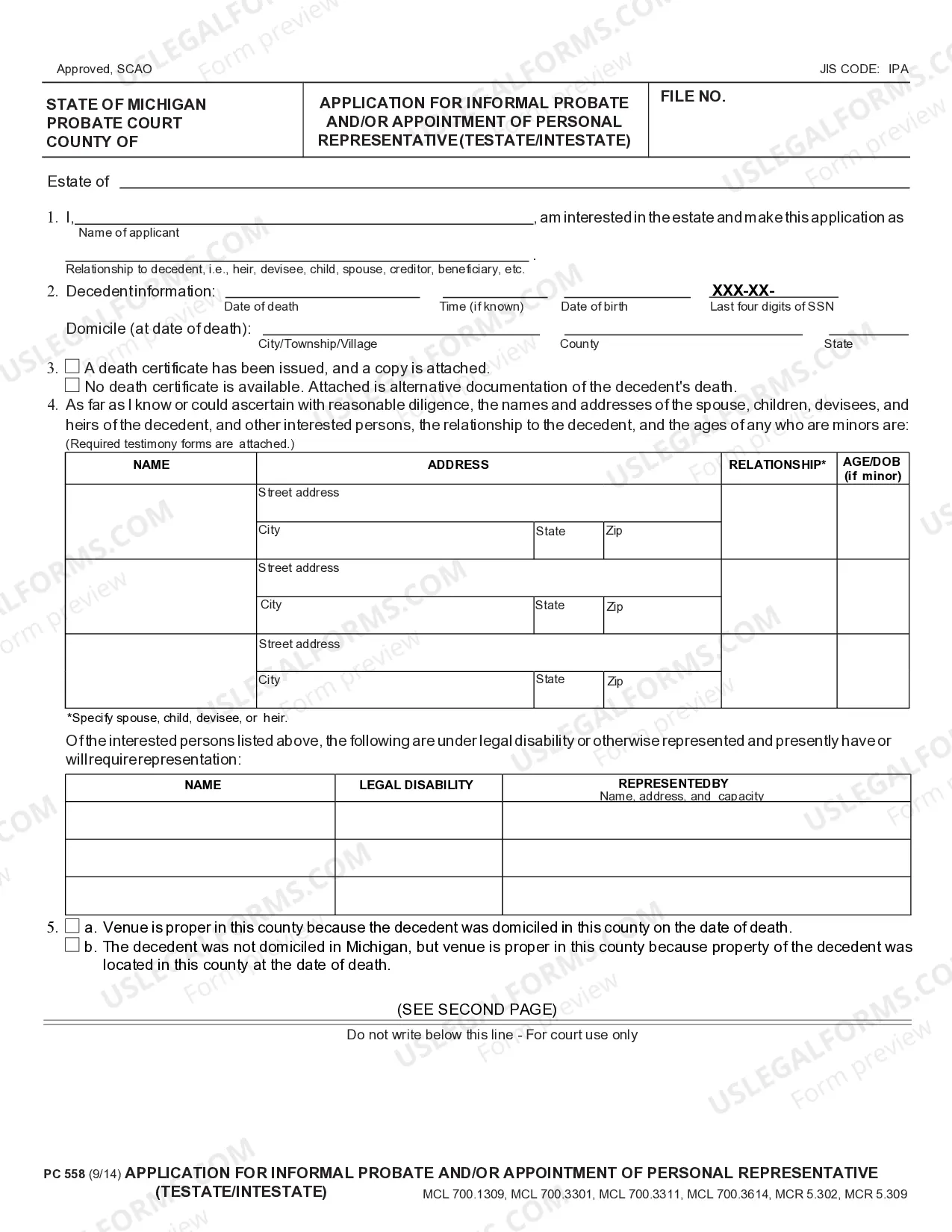 Preview Summary Administration Package for Small Estates