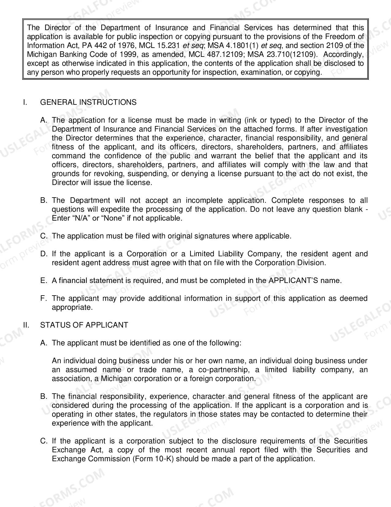 Preview License Application - Application and Procedures