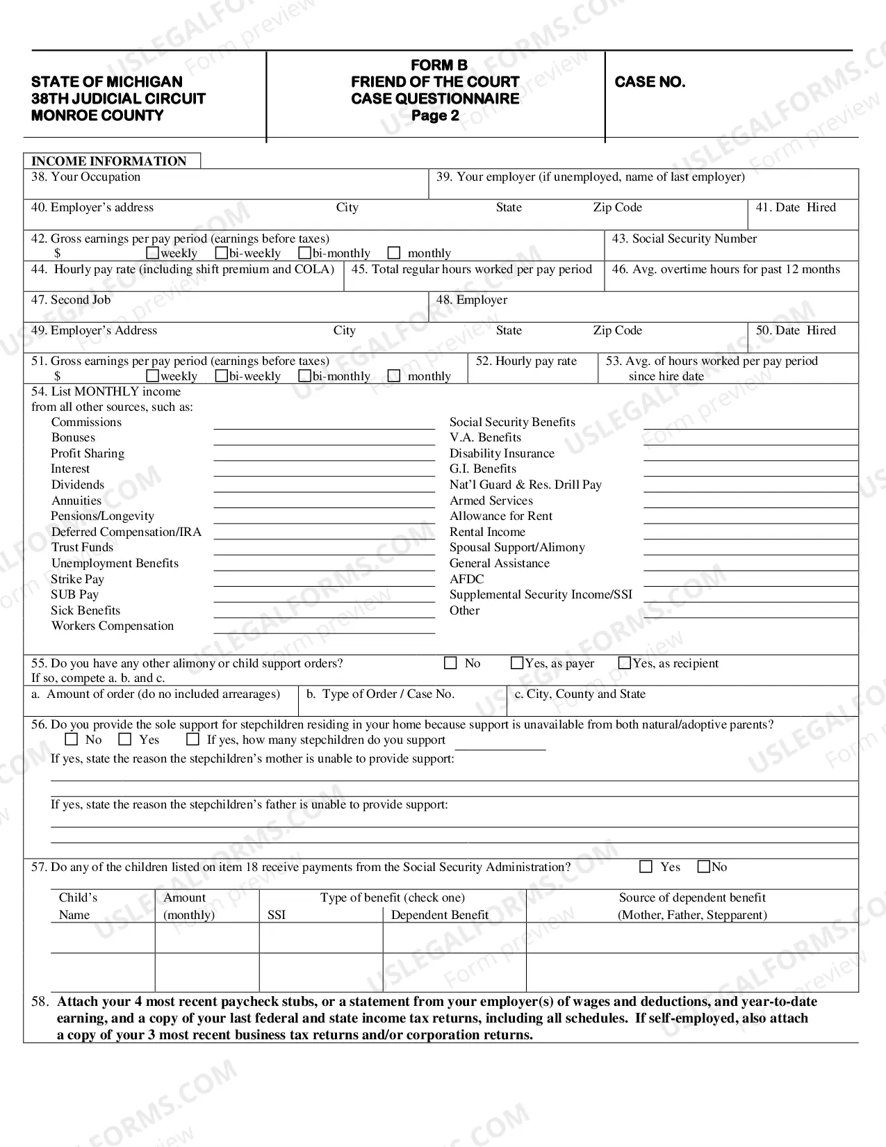 Preview Case Questionnaire