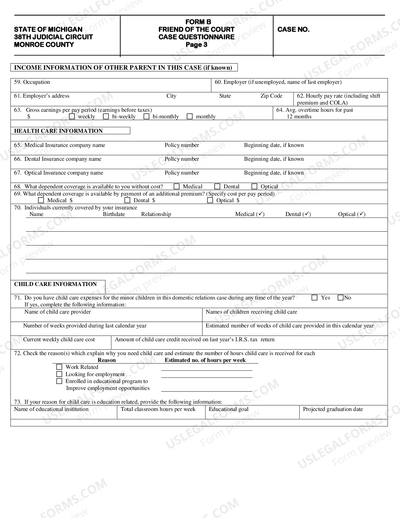 Preview Case Questionnaire