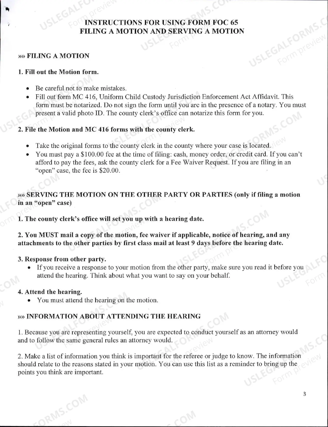 Preview InstructionsandMotion to Change Parenting Time