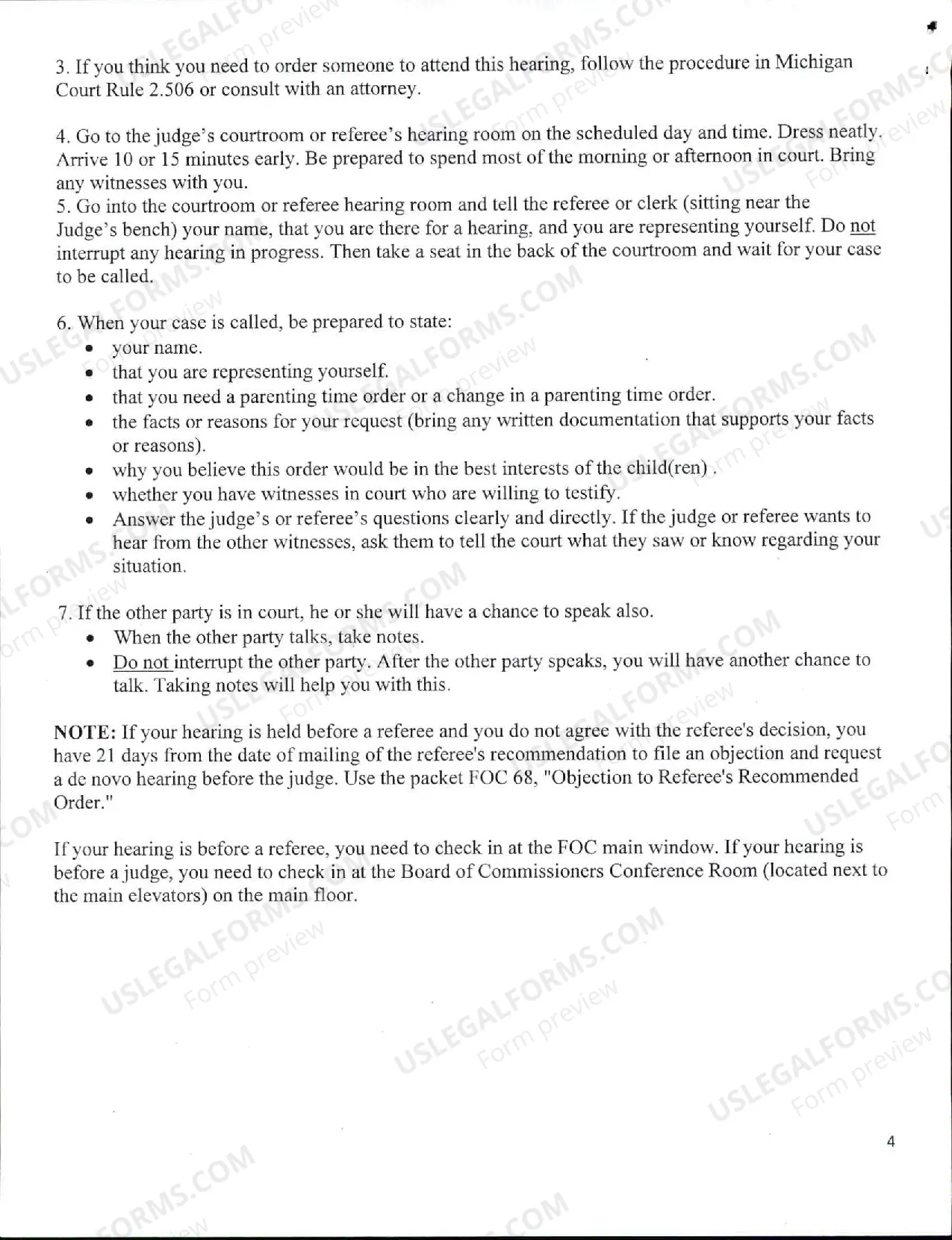 Preview InstructionsandMotion to Change Parenting Time