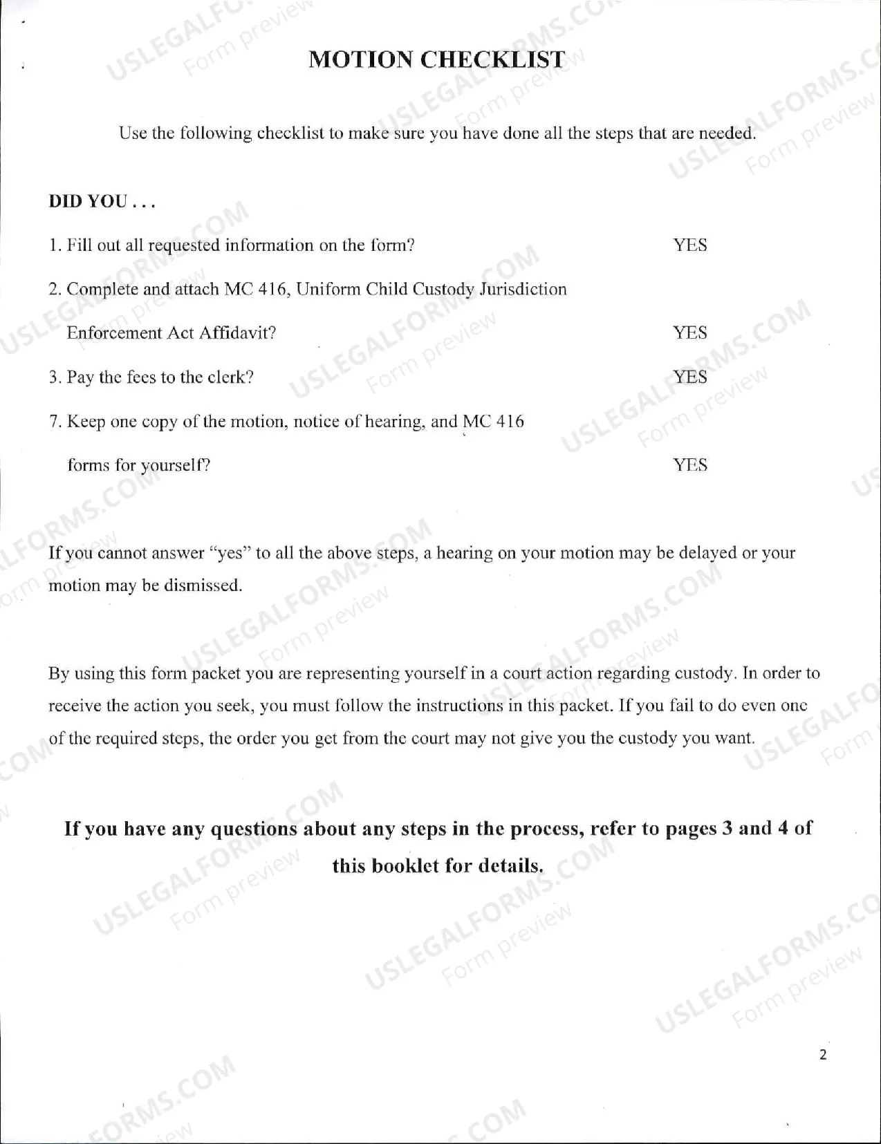 Preview Instructions and Motion to Change Custody