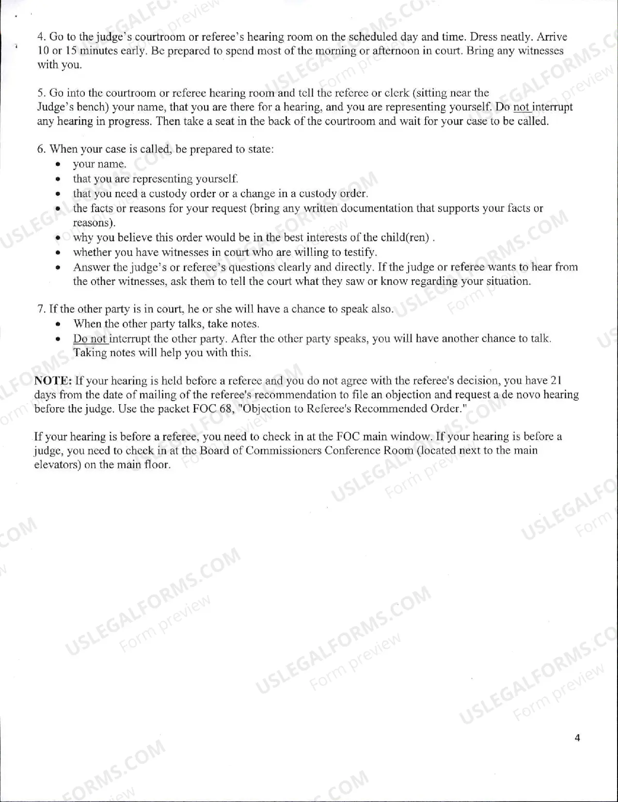 Preview Instructions and Motion to Change Custody