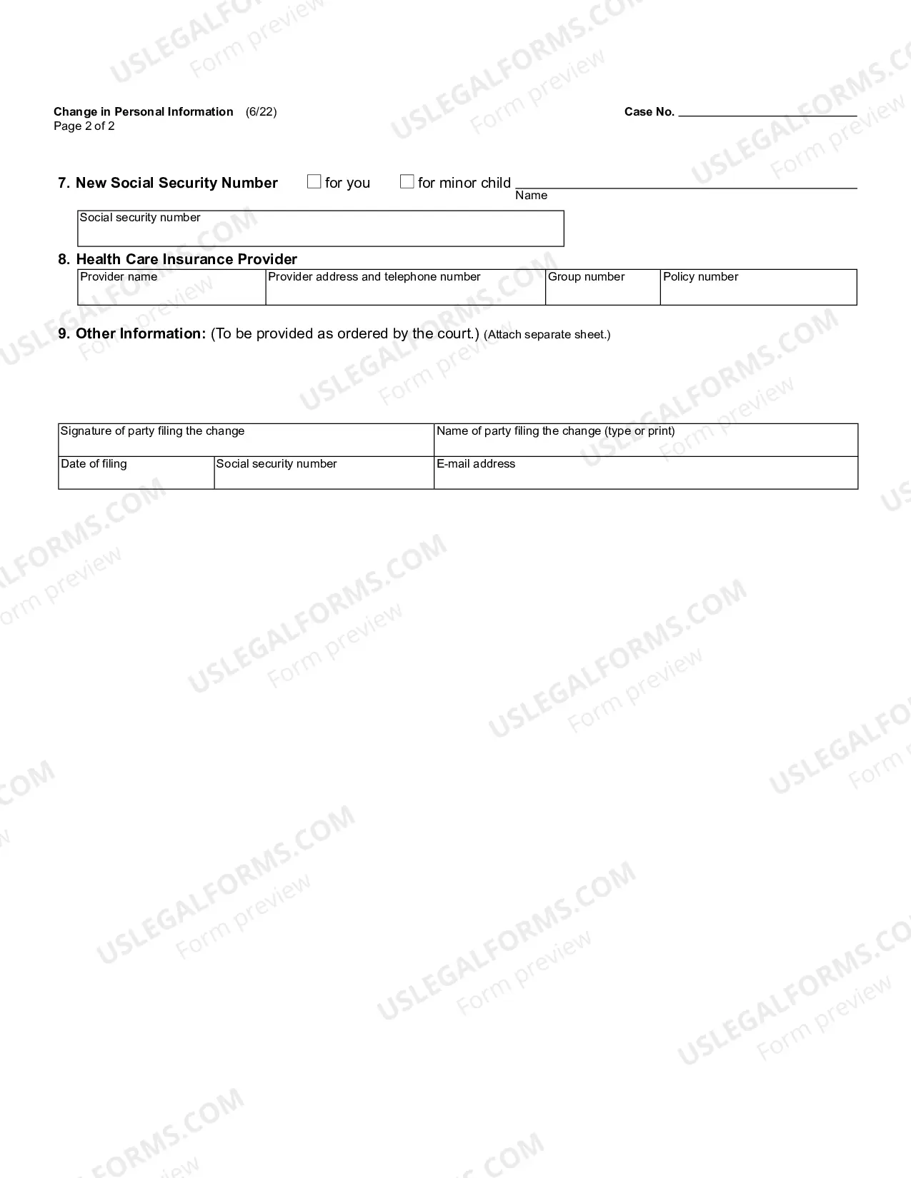 Preview Change in Personal Information