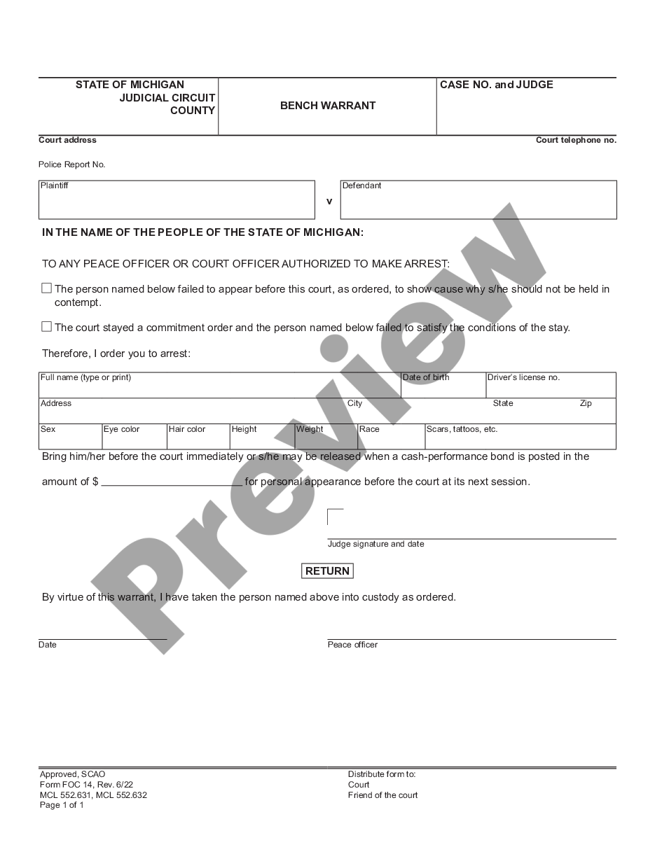 page 0 Bench Warrant - Memorandum of Bench Warrant preview