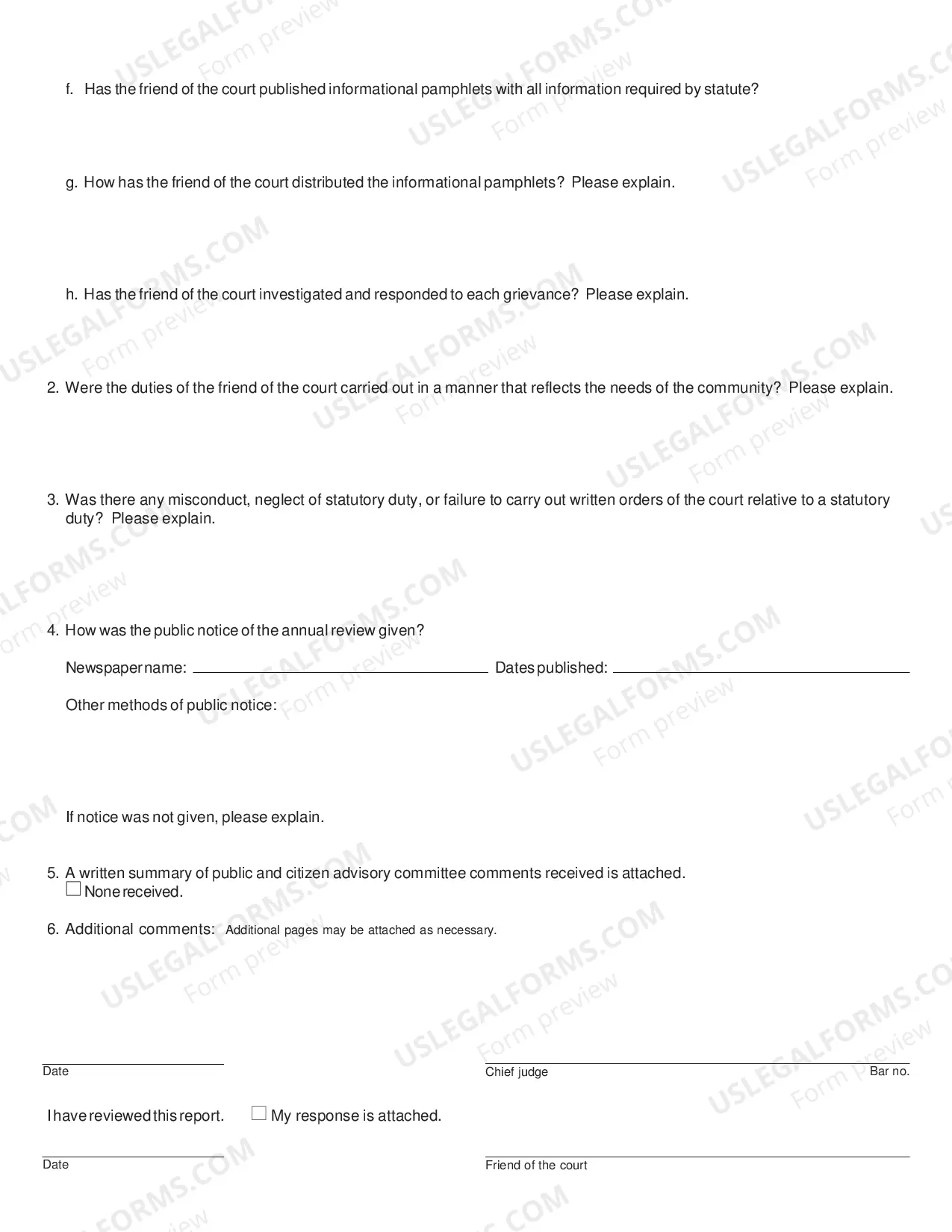 Preview Friend of the Court Annual Statutory Review