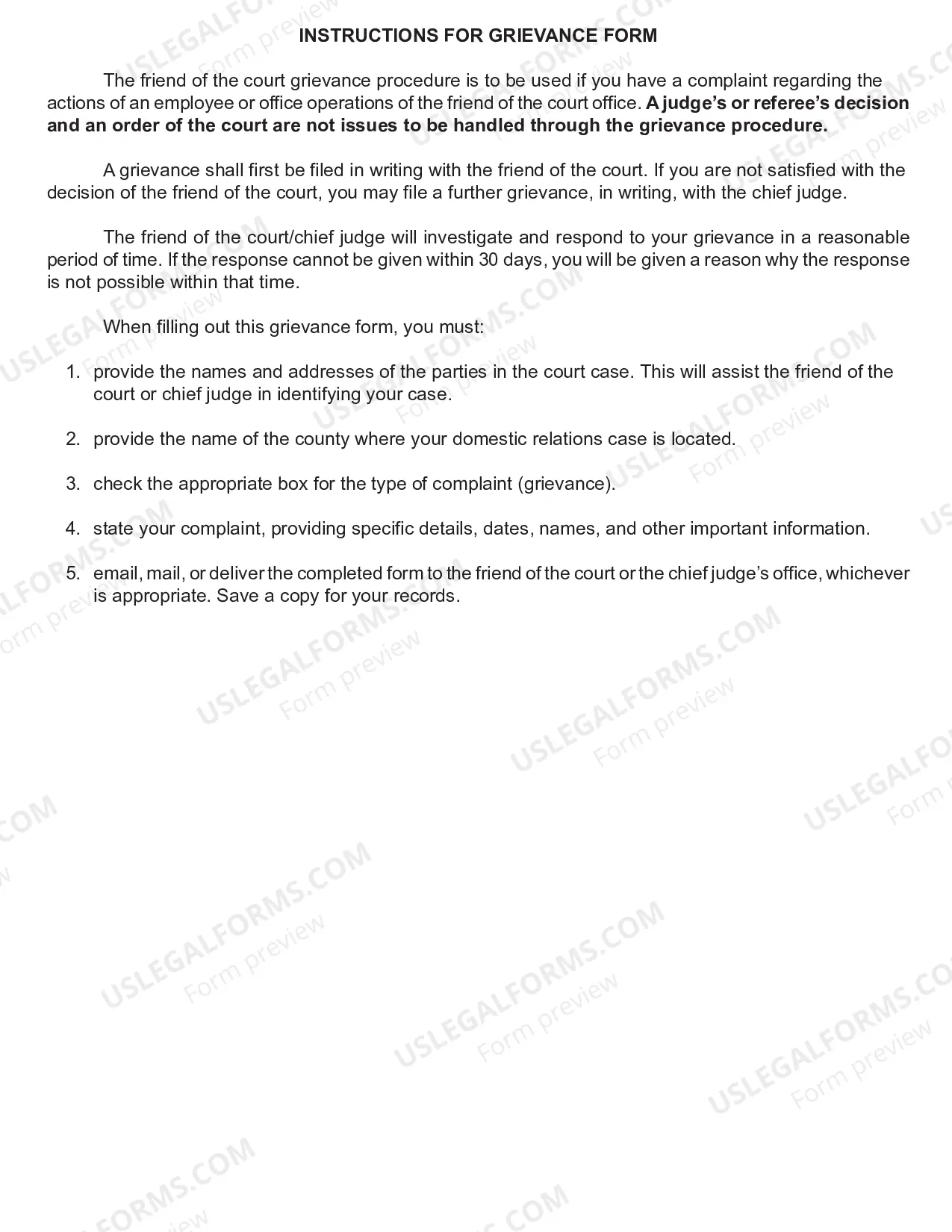 Preview FOC Grievance