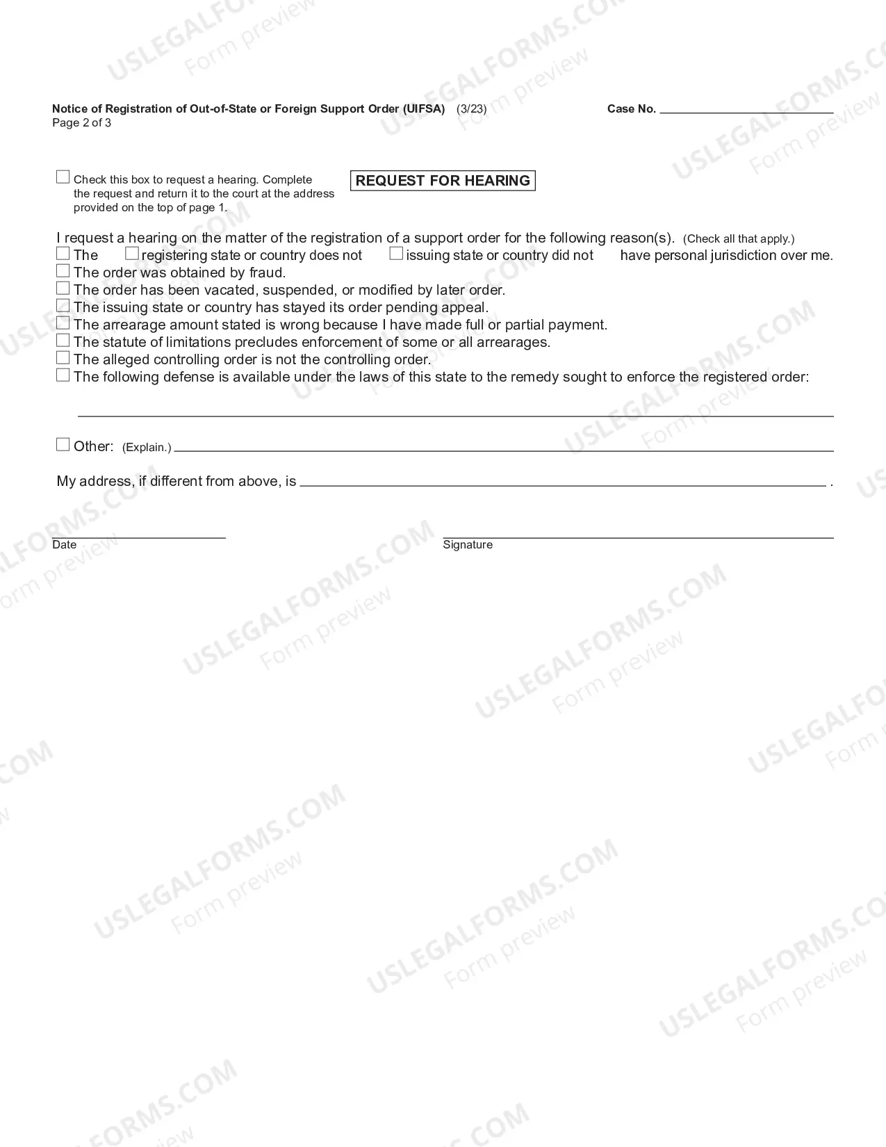 Preview Notice of Registration of Out-of-State Support Order (UIFSA)