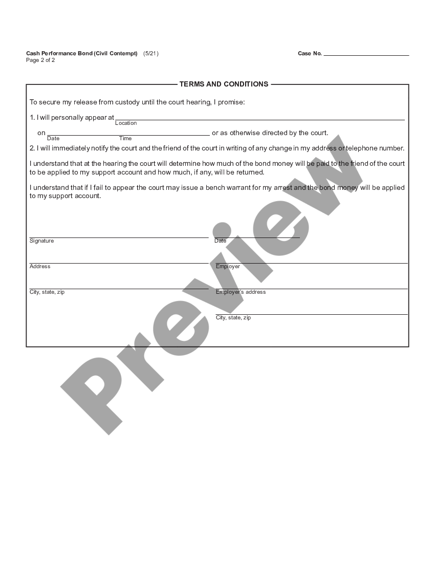 page 1 Bond - Civil Contempt preview