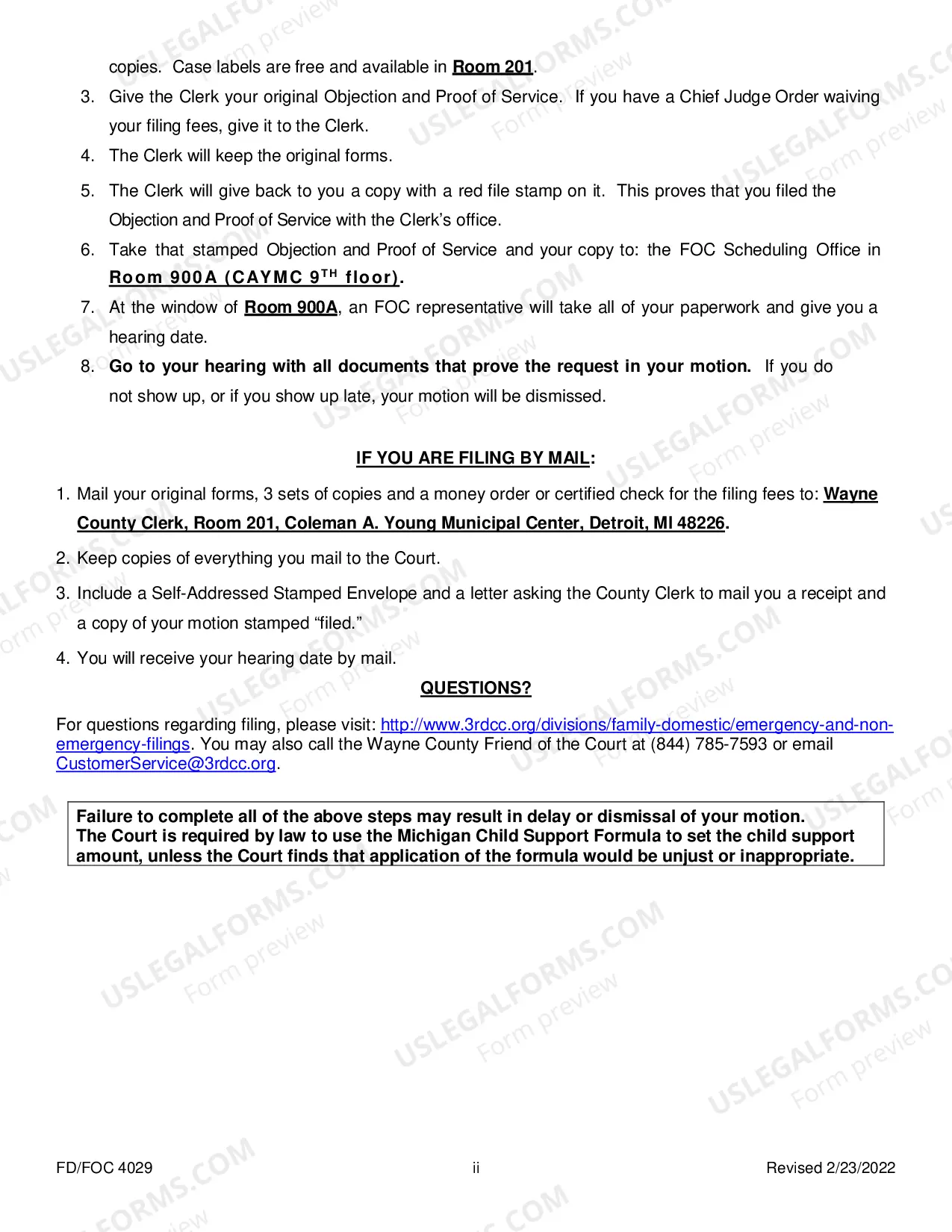 Preview Filing Objections To Ex Parte Order And Proof of Service Package