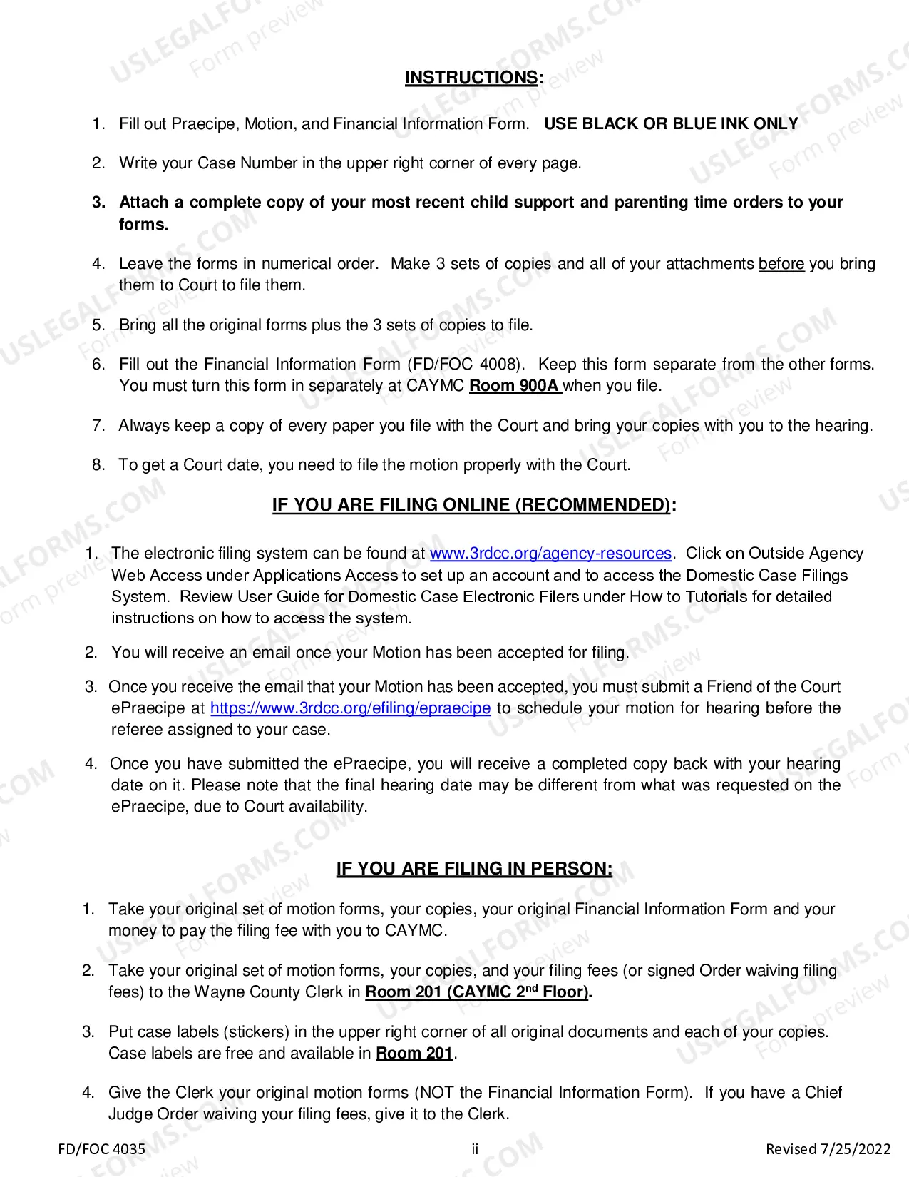 Preview Motion To Modify Support Order for incarcerated Person