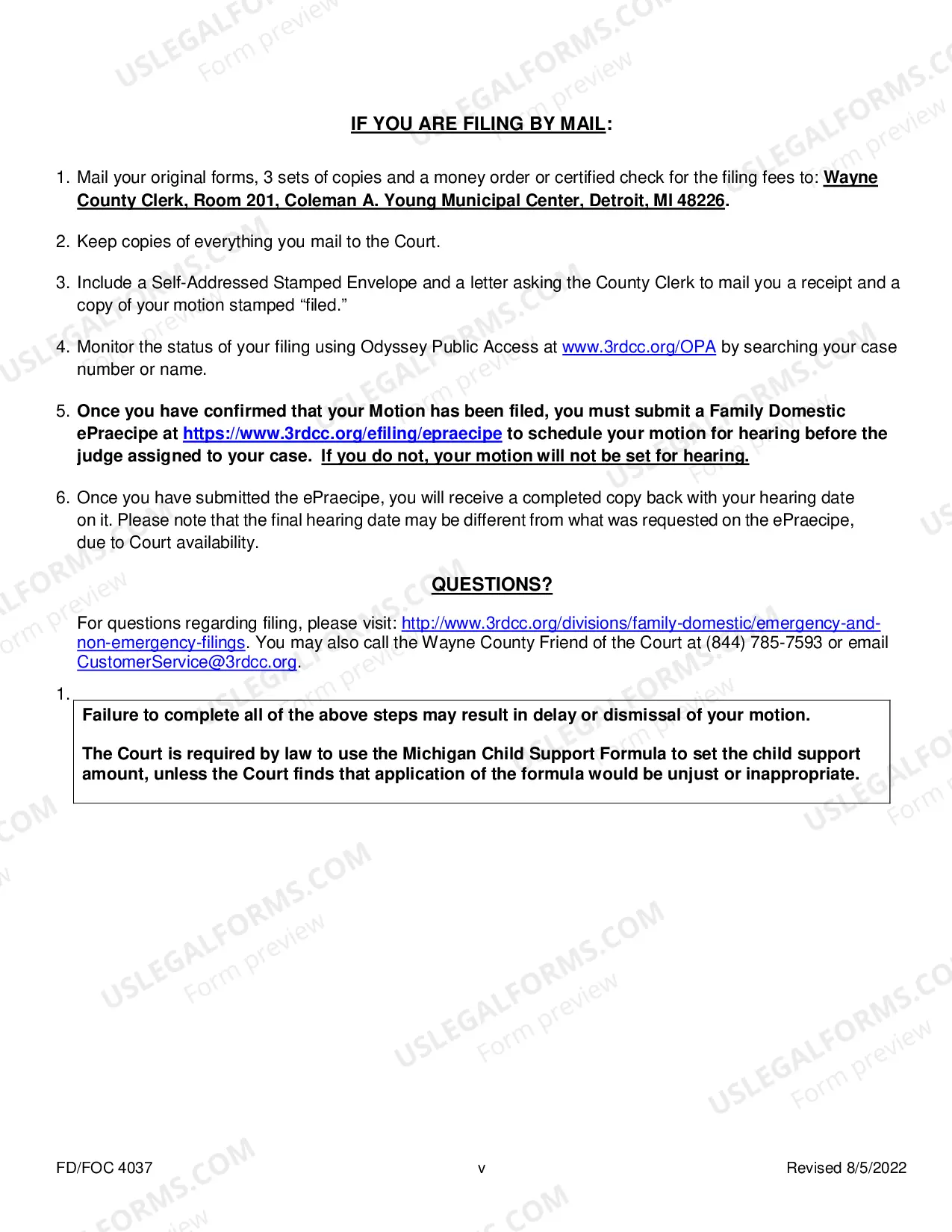 Preview Packet FD-FOC4037 General Motion -Judge Hearing